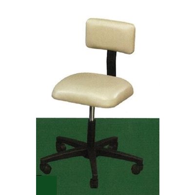 Tabouret B, siège carré 15" avec dossier, auto-lift, 5 roulettes