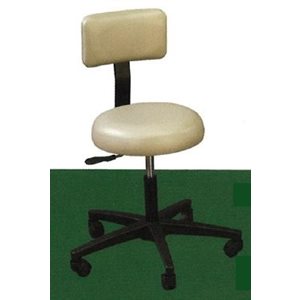 C-stool, round seat with backrest, auto-lift, 5-leg